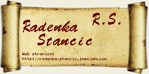Radenka Stančić vizit kartica